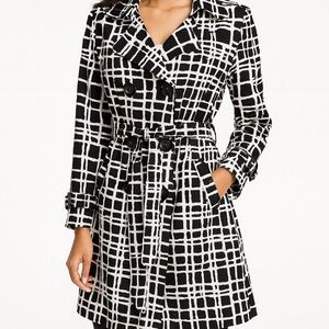Appraisal Black & White Abstract Print Trench Coat – Size L